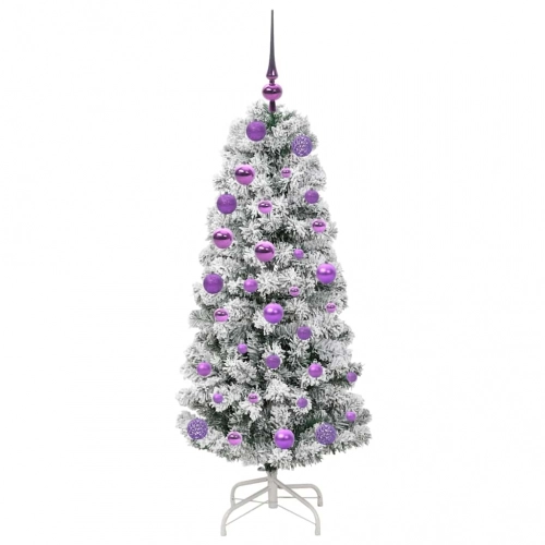 Mākslīgā Saliekamā Ziemassvētku Egle Zaļš Un Balts 120 Cm Pvc Vidaxl