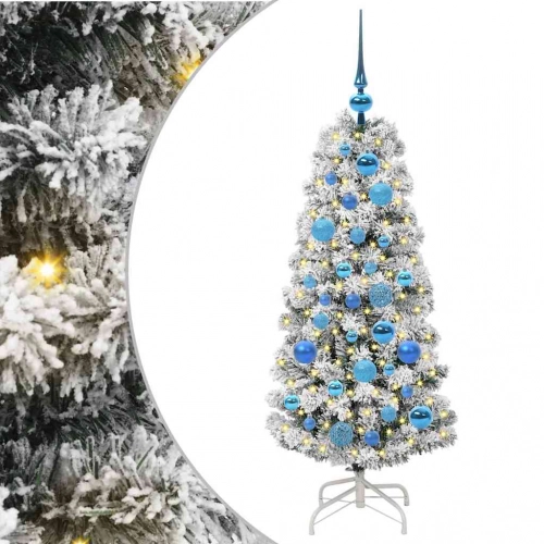 Mākslīgā Saliekamā Ziemassvētku Egle Zaļš Un Balts 120 Cm Pvc Vidaxl