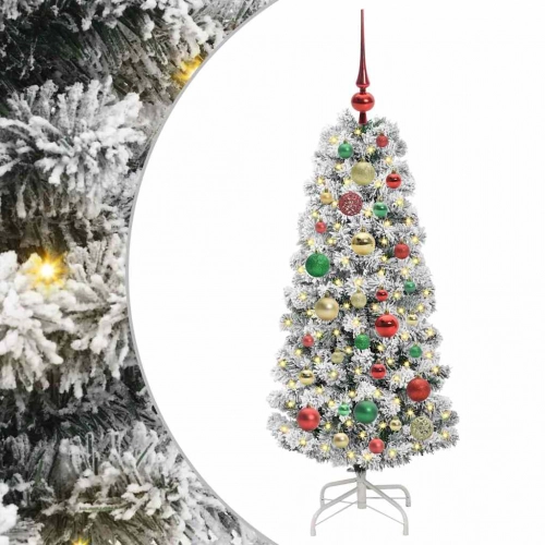 Mākslīgā Saliekamā Ziemassvētku Egle Zaļš Un Balts 120 Cm Pvc Vidaxl