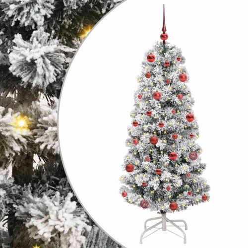 Mākslīgā Saliekamā Ziemassvētku Egle Zaļš Un Balts 150 Cm Pvc Vidaxl