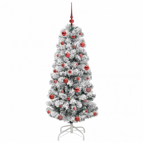 Mākslīgā Saliekamā Ziemassvētku Egle Zaļš Un Balts 150 Cm Pvc Vidaxl