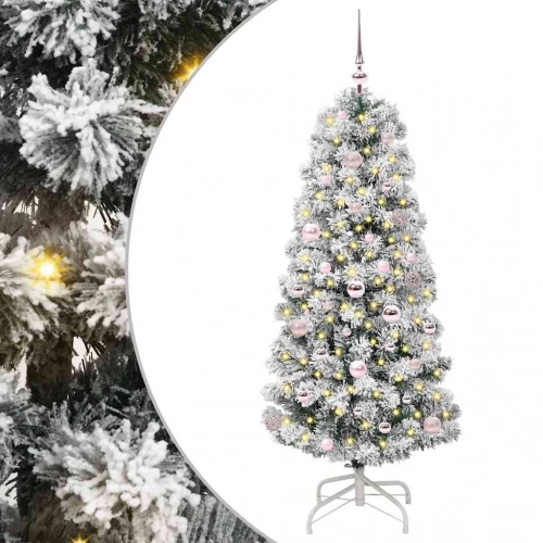Mākslīgā Saliekamā Ziemassvētku Egle Zaļš Un Balts 150 Cm Pvc Vidaxl