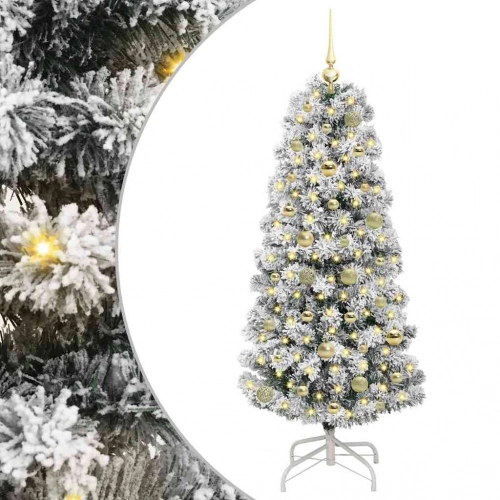 Mākslīgā Saliekamā Ziemassvētku Egle Zaļš Un Balts 150 Cm Pvc Vidaxl