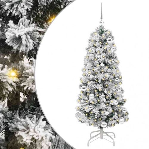 Mākslīgā Saliekamā Ziemassvētku Egle Zaļš Un Balts 150 Cm Pvc Vidaxl