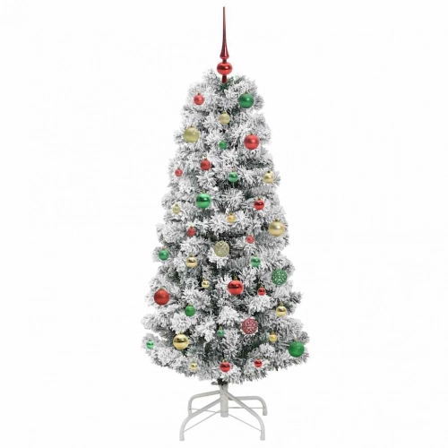 Mākslīgā Saliekamā Ziemassvētku Egle Zaļš Un Balts 150 Cm Pvc Vidaxl