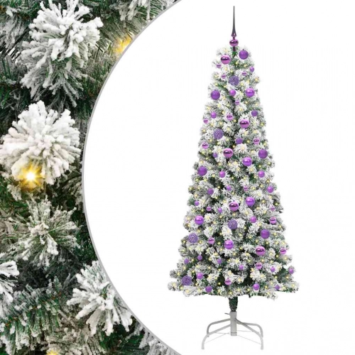 Mākslīgā Saliekamā Ziemassvētku Egle Zaļš Un Balts 180 Cm Pvc Vidaxl