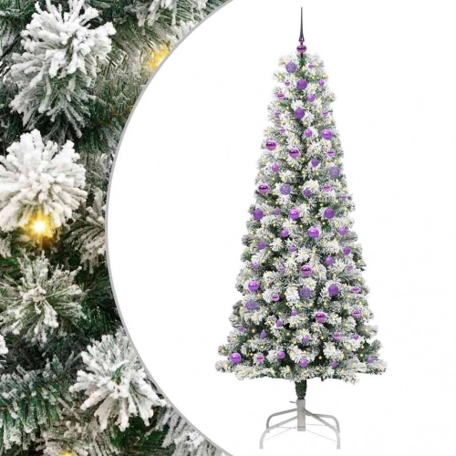 Mākslīgā Saliekamā Ziemassvētku Egle Zaļš Un Balts 240 Cm Pvc Vidaxl