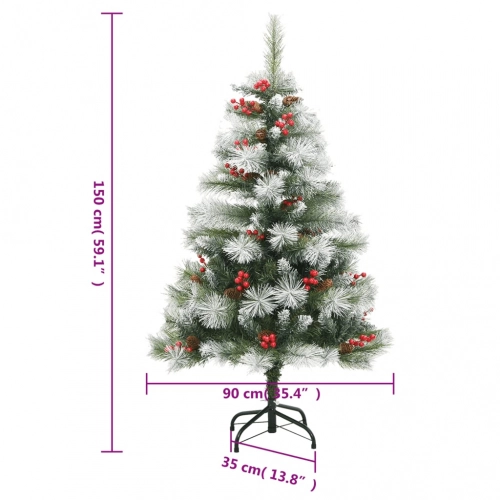 Mākslīgā Ziemassvētku Egle Ar Čiekuriem Un Ogām, 150 Cm Vidaxl