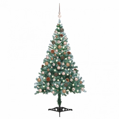 Mākslīgā Ziemassvētku Egle Ar Rotājumiem Un Čiekuriem, 150 Cm Vidaxl