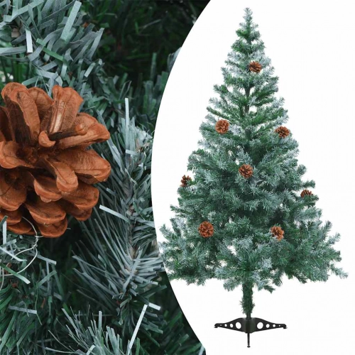 Mākslīgā Ziemassvētku Egle Ar Rotājumiem Un Čiekuriem, 150 Cm Vidaxl