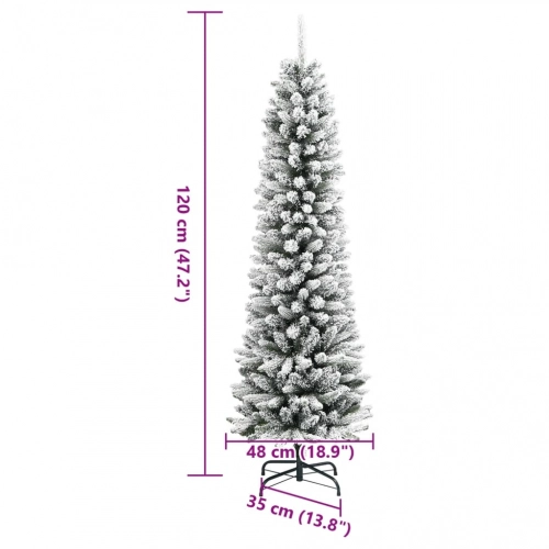 Mākslīgā Ziemassvētku Egle Ar Sniegu, Šaura, 120 Cm, Pvc&Pe Vidaxl