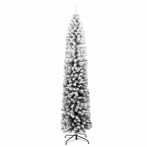 Mākslīgā Ziemassvētku Egle Ar Sniegu, Šaura, Zaļa, 210 Cm, Pvc Vidaxl