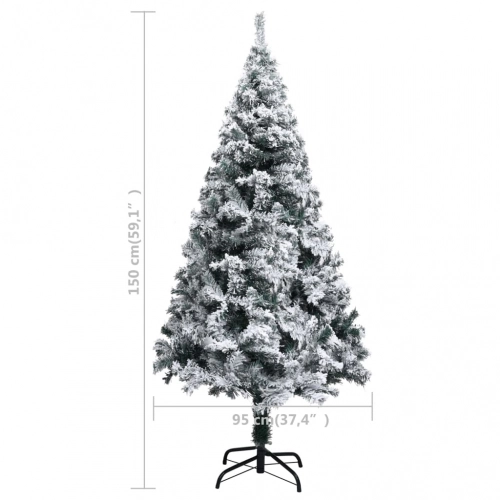 Mākslīgā Ziemassvētku Egle Ar Sniegu, Zaļa, 150 Cm, Pvc Vidaxl