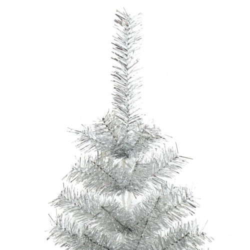 Mākslīgā Ziemassvētku Egle Ar Statīvu, 120 Cm, Sudrabaina, Pet Vidaxl