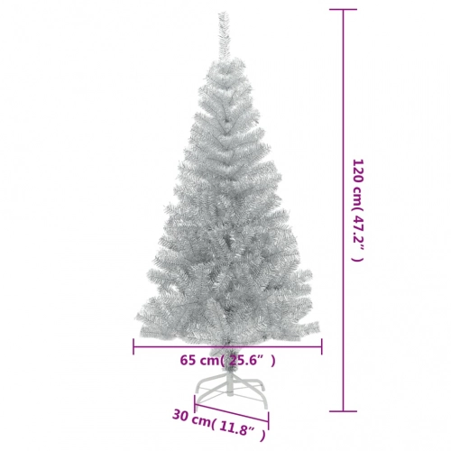 Mākslīgā Ziemassvētku Egle Ar Statīvu, 120 Cm, Sudrabaina, Pet Vidaxl