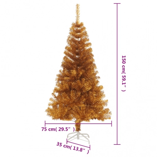Mākslīgā Ziemassvētku Egle Ar Statīvu, 150 Cm, Zeltaina, Pet Vidaxl