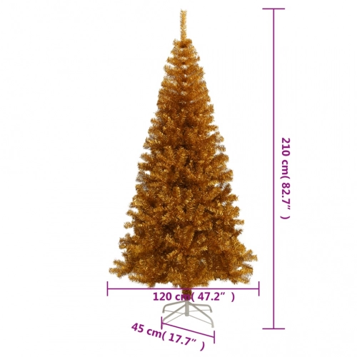 Mākslīgā Ziemassvētku Egle Ar Statīvu, 210 Cm, Zeltaina, Pet Vidaxl