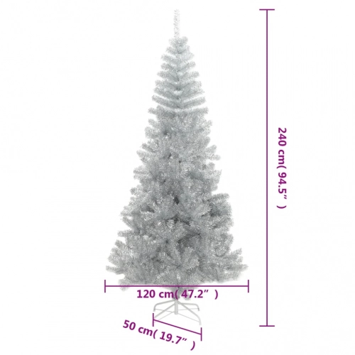 Mākslīgā Ziemassvētku Egle Ar Statīvu, 240 Cm, Sudrabaina, Pet Vidaxl