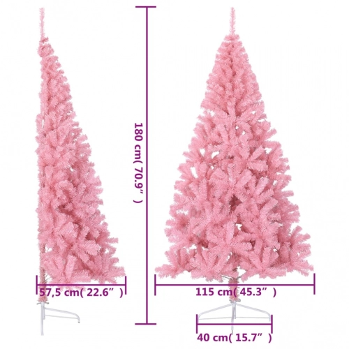Mākslīgā Ziemassvētku Egle Ar Statīvu, Pusapaļa, 180 Cm, Rozā Vidaxl