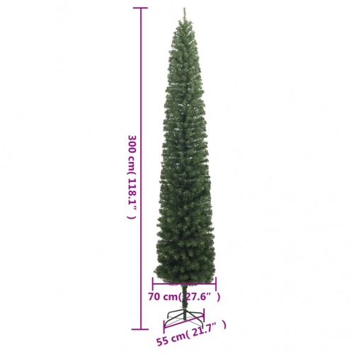 Mākslīgā Ziemassvētku Egle Ar Statīvu, Šaura, 300 Cm, Pvc Vidaxl