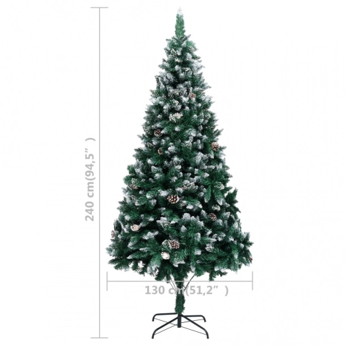 Mākslīgā Ziemassvētku Egle, Čiekuri, Balts Sniegs, 240 Cm Vidaxl