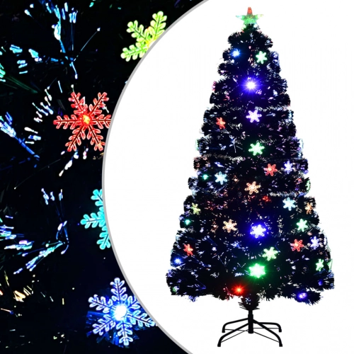 Mākslīgā Ziemassvētku Egle, Led, Melna, 120 Cm, Optiskā Šķiedra Vidaxl