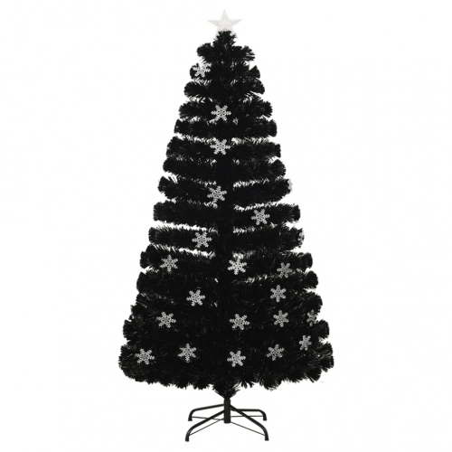 Mākslīgā Ziemassvētku Egle, Led, Melna, 120 Cm, Optiskā Šķiedra Vidaxl