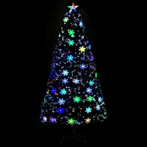 Mākslīgā Ziemassvētku Egle, Led, Melna, 120 Cm, Optiskā Šķiedra Vidaxl