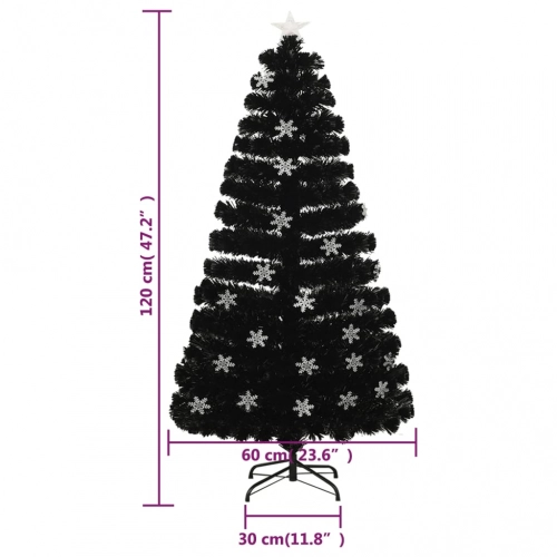 Mākslīgā Ziemassvētku Egle, Led, Melna, 120 Cm, Optiskā Šķiedra Vidaxl