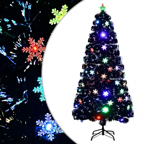 Mākslīgā Ziemassvētku Egle, Led, Melna, 150 Cm, Optiskā Šķiedra Vidaxl