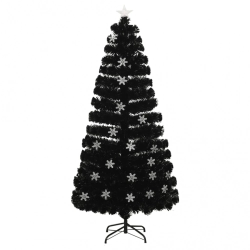 Mākslīgā Ziemassvētku Egle, Led, Melna, 150 Cm, Optiskā Šķiedra Vidaxl