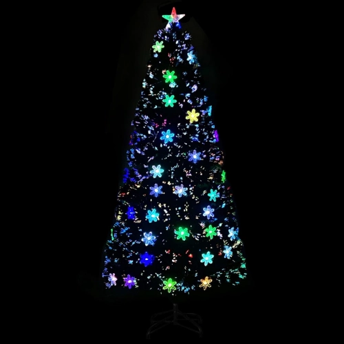 Mākslīgā Ziemassvētku Egle, Led, Melna, 150 Cm, Optiskā Šķiedra Vidaxl
