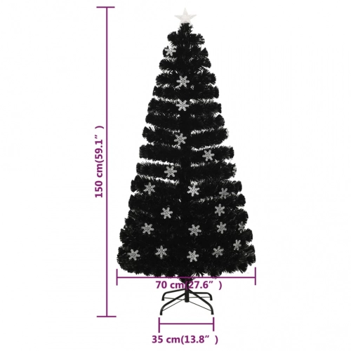 Mākslīgā Ziemassvētku Egle, Led, Melna, 150 Cm, Optiskā Šķiedra Vidaxl