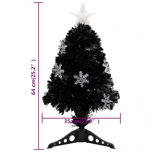 Mākslīgā Ziemassvētku Egle, Led, Melna, 64 Cm, Optiskā Šķiedra Vidaxl