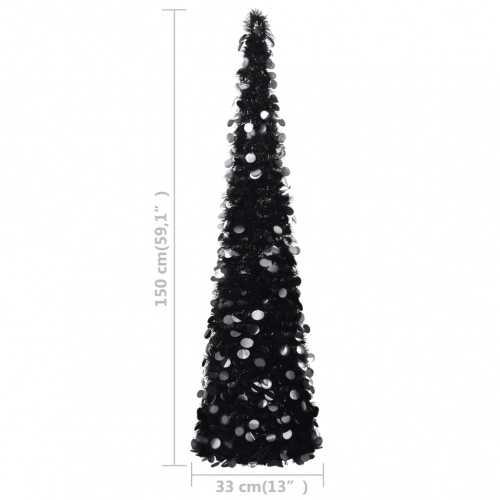 Mākslīgā Ziemassvētku Egle, Saliekama, Melna, 150 Cm, Pet Vidaxl