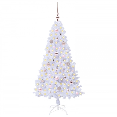 Mākslīgā Ziemassvētku Eglīte Balts 150 Cm Pvc Un Tērauds Vidaxl