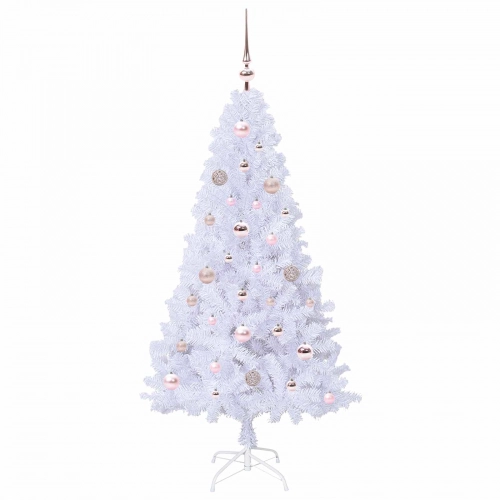 Mākslīgā Ziemassvētku Eglīte Balts 150 Cm Pvc Un Tērauds Vidaxl