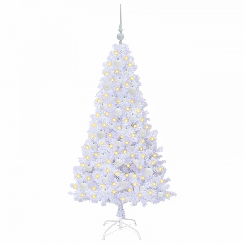 Mākslīgā Ziemassvētku Eglīte Balts 150 Cm Pvc Un Tērauds Vidaxl