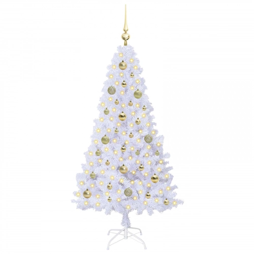 Mākslīgā Ziemassvētku Eglīte Balts 150 Cm Pvc Un Tērauds Vidaxl