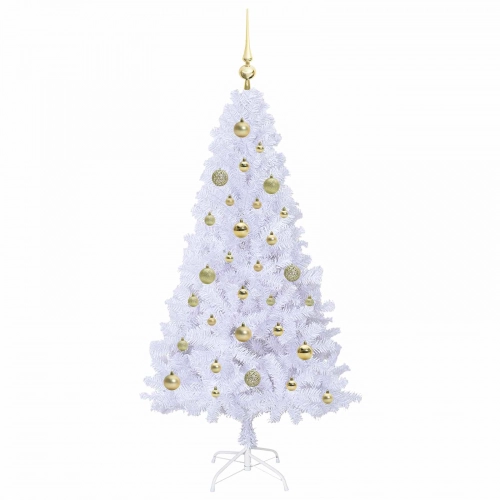 Mākslīgā Ziemassvētku Eglīte Balts 150 Cm Pvc Un Tērauds Vidaxl