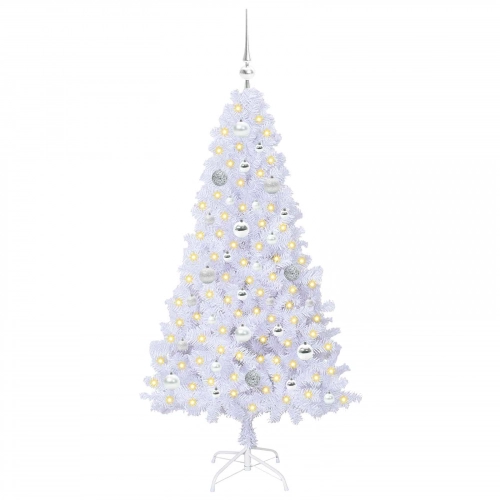 Mākslīgā Ziemassvētku Eglīte Balts 150 Cm Pvc Un Tērauds Vidaxl