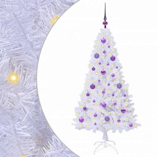 Mākslīgā Ziemassvētku Eglīte Balts 150 Cm Pvc Un Tērauds Vidaxl