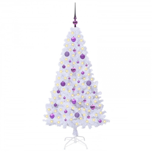 Mākslīgā Ziemassvētku Eglīte Balts 150 Cm Pvc Un Tērauds Vidaxl