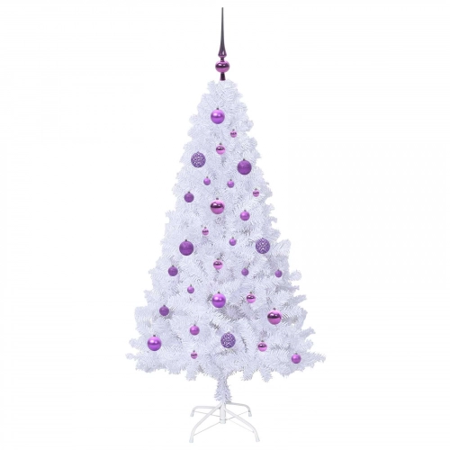 Mākslīgā Ziemassvētku Eglīte Balts 150 Cm Pvc Un Tērauds Vidaxl