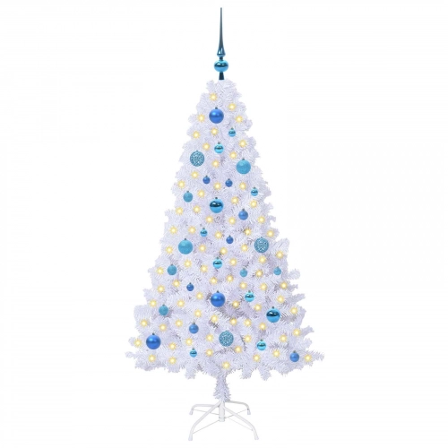 Mākslīgā Ziemassvētku Eglīte Balts 150 Cm Pvc Un Tērauds Vidaxl