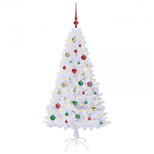 Mākslīgā Ziemassvētku Eglīte Balts 150 Cm Pvc Un Tērauds Vidaxl