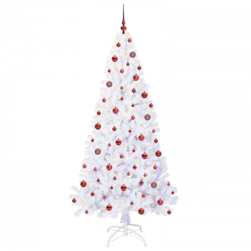 Mākslīgā Ziemassvētku Eglīte Balts 210 Cm Pvc Un Tērauds Vidaxl