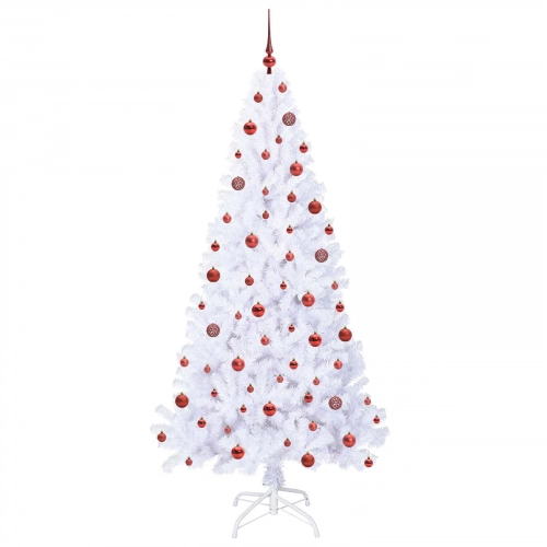 Mākslīgā Ziemassvētku Eglīte Balts 210 Cm Pvc Un Tērauds Vidaxl