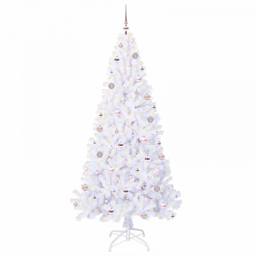 Mākslīgā Ziemassvētku Eglīte Balts 210 Cm Pvc Un Tērauds Vidaxl