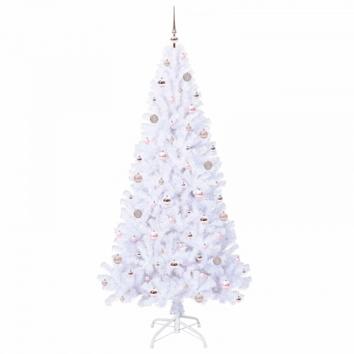 Mākslīgā Ziemassvētku Eglīte Balts 210 Cm Pvc Un Tērauds Vidaxl